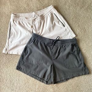 ATHLETA cream and olive green Farallon shorts bundle MT medium tall